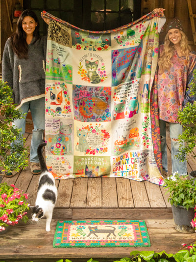 XL Double-Sided Cozy Blanket - Cat Lover Chirps-view 1