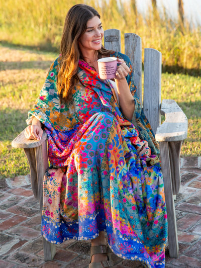 Reversible Cozy Throw Blanket - Bright Patchwork-view 1