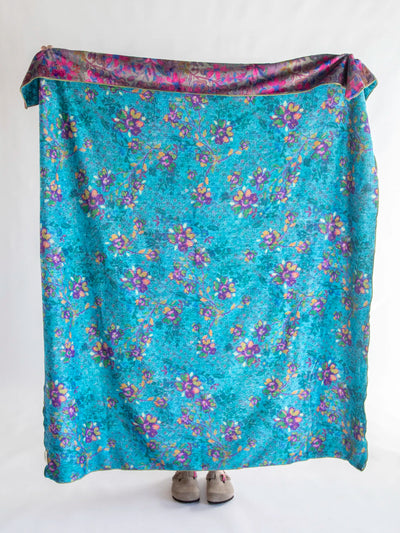 Reversible Cozy Throw Blanket - Border Folk Garden-view 2