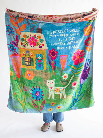 Reversible Cozy Throw Blanket - Every Cat Has A Home-view 1