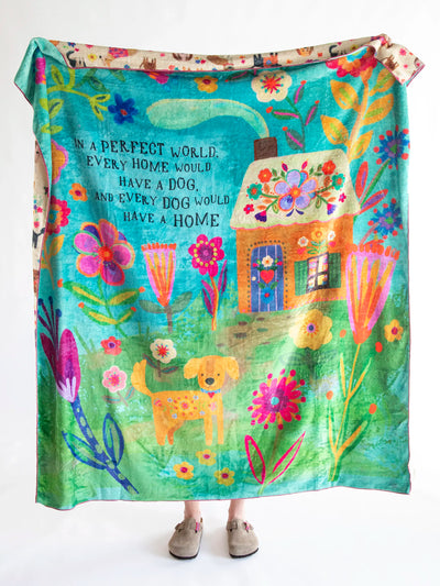 Reversible Cozy Throw Blanket - Every Dog Has A Home-view 1