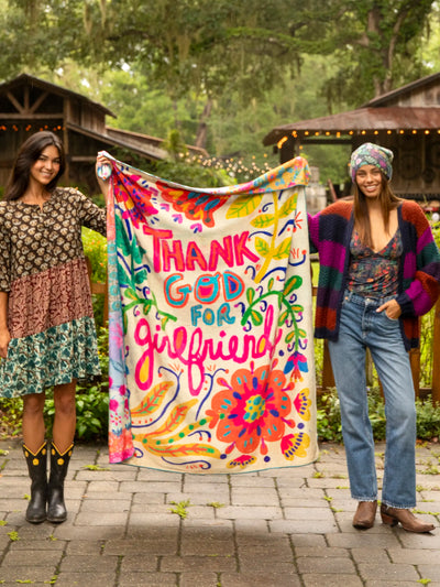 Reversible Cozy Throw Blanket - Thank God For Girlfriends-view 1
