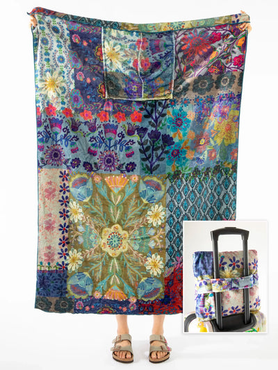 Cozy Travel Blanket - Mandala Borders Patchwork-view 1