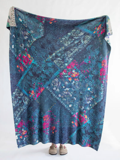 Cashmere-Like Throw Blanket - Tulip Floral Grey-view 2