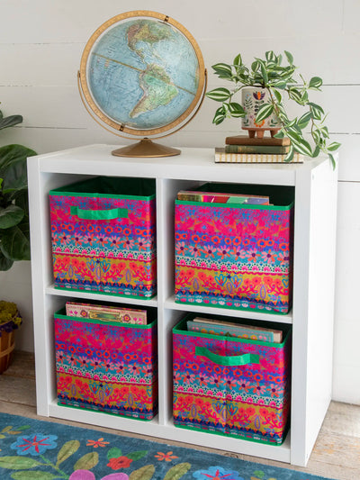 Collapsible Storage Cubes, Set of 2 - Floral Border-view 2
