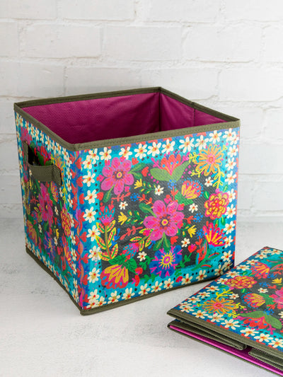 Collapsible Storage Cubes, Set of 2 - Charcoal Borders-view 1