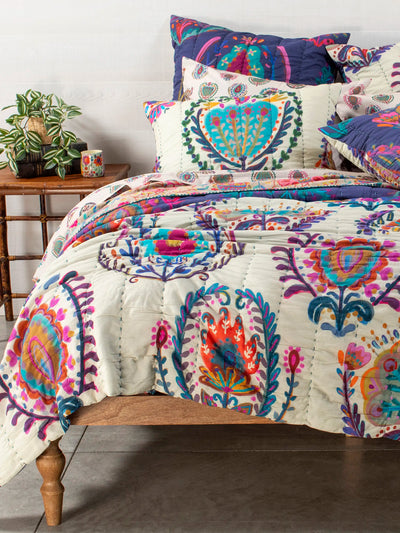 Bungalow Reversible Cotton Quilt - Folklore-view 1