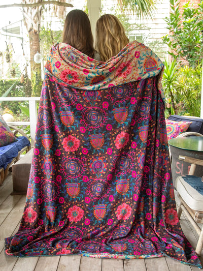 Double-Sided Cozy Bed Blanket - Folk Floral-view 2