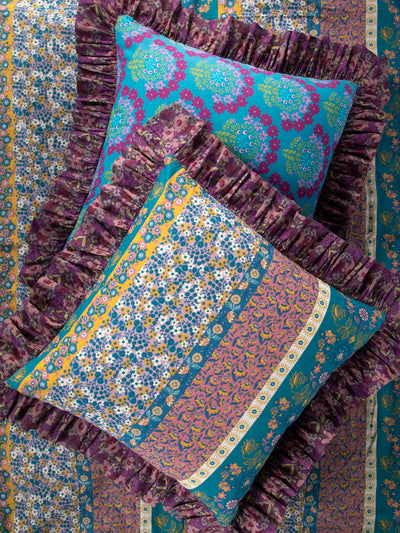 Reversible Ruffle Cotton Euro Sham - Blooms-view 1