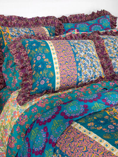 Reversible Ruffle Cotton Shams, Set of 2 - Blooms-view 2