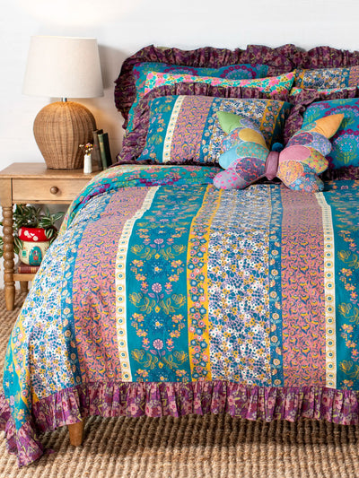 Reversible Cotton Duvet Cover - Blooms-view 1