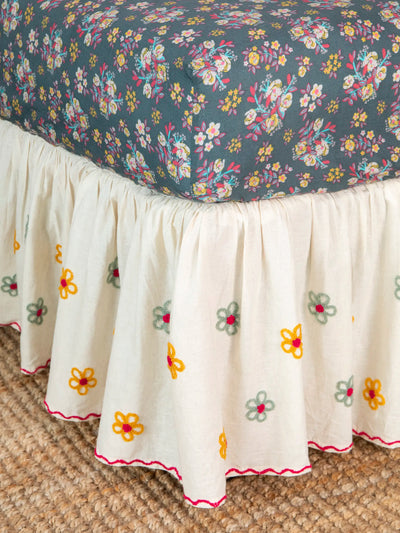 Goes With Everything Tufted Bed Skirt - Cream Folk Flower-view 1