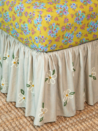 Goes With Everything Tufted Bed Skirt - Dusty Blue Floral-view 1