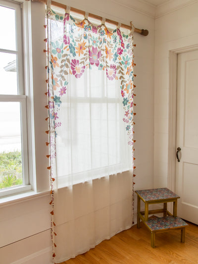 Printed Curtain Panel|Cream Floral-view 2