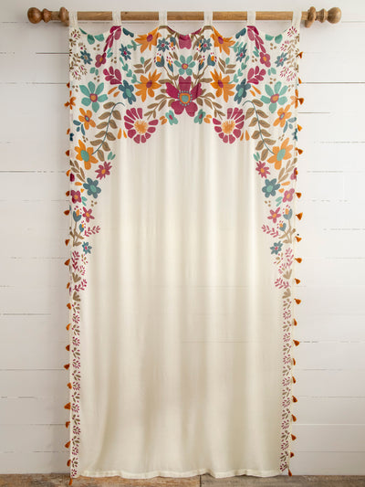 Printed Curtain Panel|Cream Floral-view 1