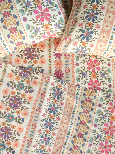 Sooo Soft Cotton Sheet Set - Cream Floral Rainbows-view 1