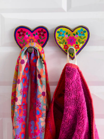 Wooden Wall Hooks, Set of 2 - Heart-view 2